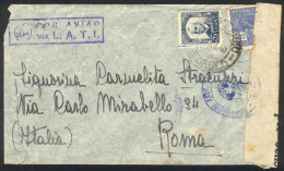 BRAZIL: Airmail Cover Sent By LATI From Sao Paulo To Roma In DE/1940, With Interesting Censor Label Applied At Destinati - Altri & Non Classificati