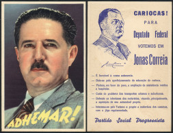 BRAZIL: Adhemar (Pereira De Barros), Politician, Two-time Governor Of The State Of Sao Paulo. With Advertisement On Reve - Autres