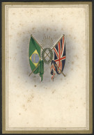 BRAZIL: Card With Flags Of Brazil And Great Britain, Cover Of A Dinner Menu?, Size 9.5 X 14 Cm - Zonder Classificatie