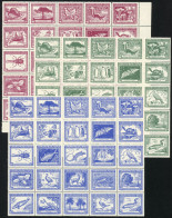 CHILE: Yvert 222/23 + A.121, 1943 Flora & Fauna, Complete Set Of 75 Values In 3 MNH Sheets, VF Quality! - Cile