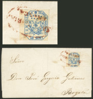 COLOMBIA: Sc.25, 1863 10c. Blue, Wide To Huge Margins (with Left Sheet Margin), Franking A Folded Cover Sent To Bogotá,  - Colombia