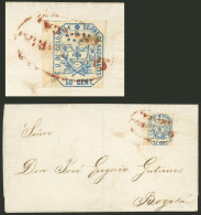 COLOMBIA: Sc.25, 1863 10c. Blue, Wide To Huge Margins (with Left Sheet Margin), Franking A Folded Cover Sent To Bogotá,  - Colombie