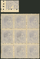 CUBA: Sc.91a, 1880 25c. Bluish Gray, Block Of 9, The Central Stamp With VARIETY: 5 Broken", MNH, VF Quality!" - Other & Unclassified