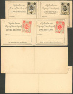DENMARK: KIOBENHAVNS ByPost: 4 Stamps Of 10o. For Telegrams Affixed To Unused Cards, Excellent Quality! - Sonstige & Ohne Zuordnung