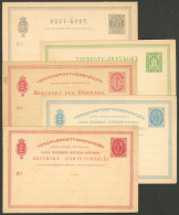 DENMARK: 5 Old Postal Stationeries (2 Of Danish Antilles), Unused, One Is Double (card With Attached Paid Reply), Fine T - Altri & Non Classificati