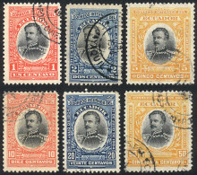 ECUADOR: Sc.160/165, 1904 Presidents, Cmpl. Set Of 6 Used Values, VF! - Ecuador