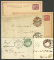 EGYPT: Group Of 3 Used Covers + 2 Unused Postal Cards, Interesting! - Other & Unclassified