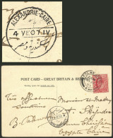 EGYPT: Postcard Sent From Folkestone To Egypt On 27/JUL/1907, With Attractive Postmark On Back "ALEXANDRIE - CAIRE" 4/AU - Otros & Sin Clasificación