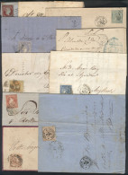 SPAIN: 9 Folded Covers Or Letters + 1 Front Used Between 1846 And 1872, There Are Attractive Postages And Postal Marks,  - Other & Unclassified