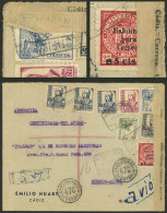 Delcampe - SPAIN: 17/JUN/1937 Cádiz - Argentina, Registered Airmail Cover, Attractive Postage Of 8 Stamps (6 Different), In Total 1 - Autres & Non Classés