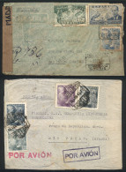 SPAIN: 2 Airmail Covers Sent To Sao Paulo In 1940 And 1945 From Barcelona And Madrid Respectively, Both Censored! - Altri & Non Classificati