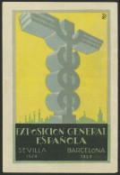 SPAIN: Small Poster (postcard Size) Advertising The General Spanish Exhibition, Sevilla (1928) And Barcelona (1929), Exc - Non Classificati