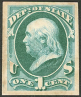 UNITED STATES: Sc.O57, Proof In Aquamarine, Printed On Card, VF Quality! - Autres & Non Classés