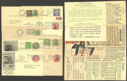 UNITED STATES: 8 Postal Cards Used Between 1927 And 1959, With Attractive Impressions On Back, Most Of Fine To VF Qualit - Storia Postale