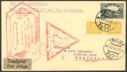 ESTONIA: 10/OC/1933 Tallinn - Uruguay, Airmail Cover Carried By Zeppelin, Special Handstamps, Transit Mark And Montevide - Estland