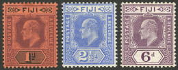 FIJI: Sc.71 + 73 + 74, 1904/12 Edward VII, 3 Values Of The Set, Mint, VF! - Fiji (...-1970)