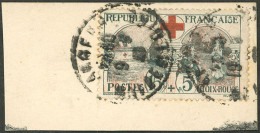 FRANCE: Yvert 156, 1918 Red Cross, Used On Fragment, Excellent Quality! - Andere & Zonder Classificatie