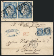 FRANCE: 1/AU/1874 LE HAVRE - Buenos Aires: Entire Letter Sent "par Voilier Georgina" Franked With 50c.: Pair Yvert 60A,  - Other & Unclassified
