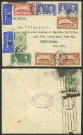 GIBRALTAR: 23/JUN/1927 Gibraltar - Argentina, Airmail Cover With Spectacular Postage On Front And Back, And Transit Mark - Gibraltar