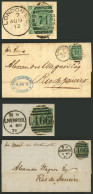 GREAT BRITAIN: 2 Entire Letter Sent From Liverpool And London To Rio De Janeiro In 1871 And 1872, Both Franked With 1S., - Autres & Non Classés