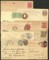 GREAT BRITAIN: 7 Postal Stationeries Sent To Argentina Between 1881 And 1931 With Interesting Postal Marks. Also 2 Cards - Altri & Non Classificati