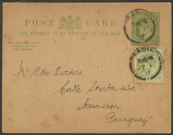 GREAT BRITAIN: UNUSUAL DESTINATION: ½p. Postal Card + Additional ½p. (with "P E C" Perfin), Sent From Reading To Asunció - Altri & Non Classificati