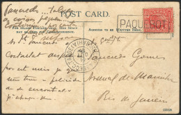 GREAT BRITAIN: Postcard With English Stamp Of 1p. And Rectangular PAQUEBOT Cancel, Sent To Rio De Janeiro, Datestamp Of  - Andere & Zonder Classificatie