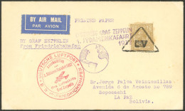 GREAT BRITAIN: Cover Sent To Bolivia With Rate For PRINTED MATTER, Flown On The 1st Zepellin Flight To South America Of  - Altri & Non Classificati