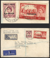 GREAT BRITAIN: Registered Cover Sent From London To Brazil On 24/JUL/1957, Franked With Stamps Overprinted TANGIER, Inte - Altri & Non Classificati