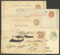HUNGARY: 5 Varied Postal Stationeries, Including An Envelope Sent To Pest In 1874 With Cancel Of BOLDOGASSZONY And Trans - Andere & Zonder Classificatie