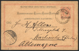ISRAEL: 20pa. Postal Card Sent From The Austrian Postal Office In JERUSALEM To Germany On 12/FE/1891, VF Quality! - Sonstige & Ohne Zuordnung