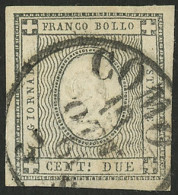 ITALY: Sc.P2, 1861 2c. Black, Used In Como, Superb Example! - Non Classés