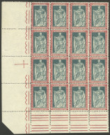 ITALY: Sc.202a, 1928 25c. Emanuele Filiberto Perforation 13½, Spectacular Corner Block Of 16 Stamps, MNH, Very Fine Qual - Non Classificati