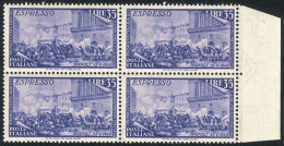 ITALY: Yvert 35, 1948 Risorgimento, MNH Block Of 4 With Sheet Margin, Excellent Quality, Catalog Value Euros 720. - Ohne Zuordnung