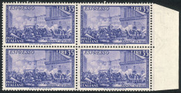 ITALY: Yvert 35, 1948 Risorgimento, MNH Block Of 4 With Sheet Margin, Excellent Quality, Catalog Value Euros 720. - Sin Clasificación