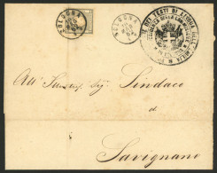 ITALY: Folded Cover Sent From Bologna To Savignano On 10/MAY/1862, Franked With 2c. Newspaper Stamp Of Sardinia (Sc.P2), - Non Classés