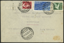 ITALY: 16/OC/1936 Roma - Uruguay, Airmail Cover Franked 9L., With Arrival Backstamp, Very Nice! - Unclassified