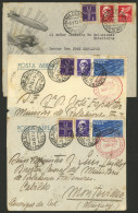 ITALY: 5/JA/1937 Roma - Uruguay, 3 Airmail Covers Sent By Germany DLH, All Franked With 13L., Arrival Backstamps (2 Arri - Zonder Classificatie