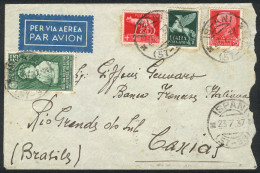 ITALY: Airmail Cover Franked With 11L. Combining Twin Values Of 5L., Sent From Ispani To Brazil On 23/JUL/1937, With Min - Zonder Classificatie
