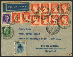 ITALY: 1/MAR/1938 Treviso - Rio De Janeiro: Airmail Cover Sent Via Germany (DLH) With Attractive Franking, Some Small De - Ohne Zuordnung