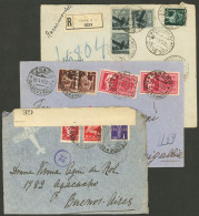 ITALY: 3 Covers Used Between 1940 And 1946, One By Airmail To Argentina, Also Censored, Nice Lot! - Zonder Classificatie