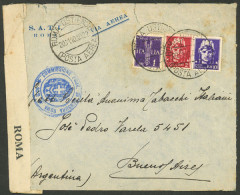 ITALY: 20/NO/1940 Roma - Argentina, Airmail Cover (LATI) Franked With 13L., Censored, On Back Arrival Mark Of Buenos Air - Unclassified