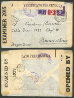 ITALY: 14/NO/1941 Milano - Argentina, Airmail Cover (LATI) Franked With 13L., With Several Censor Labels And Marks, Arri - Ohne Zuordnung
