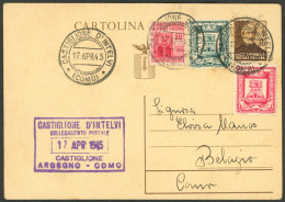 ITALY: 17/AP/1945 Castiglione D'Intelvi - Como, 30c. Postal Card Of The R.S.I. Uprated With Local Stamps Of Castiglione  - Unclassified