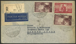 ITALY: 7/JA/1947 Genova - Argentina, Registered Airmail Cover Franked With 200L. Including One 100L. Red "Democratica",  - Non Classés
