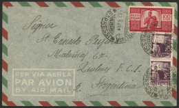 ITALY: 17/MAR/1949 Genova - Argentina, Airmail Cover Franked With 140L. Including One 100L. Red Democratica, VF! - Ohne Zuordnung