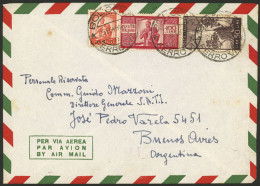 ITALY: 25/AU/1949 Bologna - Argentina, Registered Airmail Cover Franked With 160L. Including One 100L. Red Democratica,  - Unclassified