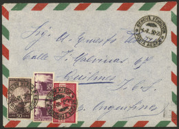 ITALY: 4/JUL/1950 Genova - Argentina, Airmail Cover Franked With 190L. Including One 100L. Red Democratica, VF! - Ohne Zuordnung
