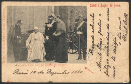 ITALY: Pope Leo XIII In The Vatican Gardens, Ed.Enrico Genta, Used In Brazil On 18/DE/1905, With Several Backstamps, VF  - Autres & Non Classés