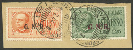 ITALIA - R.S.I.: Yvert 1/2, 1944 The Set Of 2 Values On Fragment Of Cover With Cancels Of Genova 16/FE/1944, VF Quality - Altri & Non Classificati